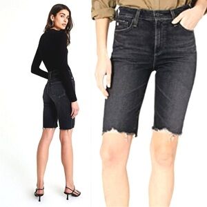 NWT AG Adriano Goldschmied Chrissy Bermuda Cigarette Jean Shorts Black Size 25